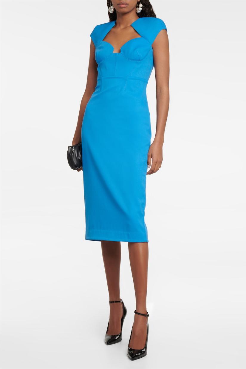 Solid Knit Sweetheart Neckline Midi Dress