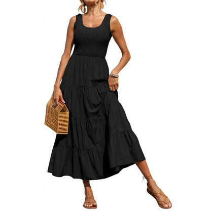 Solid Color Sleeveless Sling Swing Maxi Dress for Women