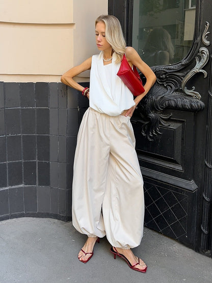 Pure Cotton Lantern Pants Color Loose-fit Comfort Pants