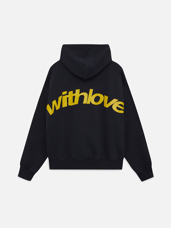 Lettering print loose hoodie