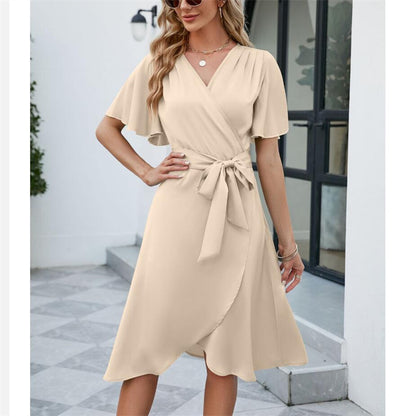 V-Neck Flared Sleeve Mini Dress in Multiple Colors