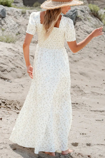 fresh white floral maxi dress
