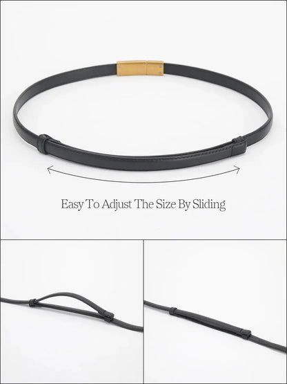 Leather Vintage Magnet Closure Slim Belt