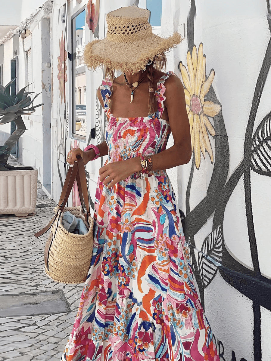 Rylee Strappy Printed Maxi Dress - Pink