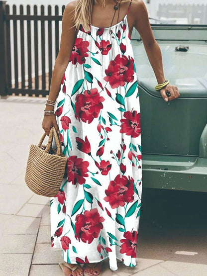 Vacation Halter-neck Backless Loose Long Dress
