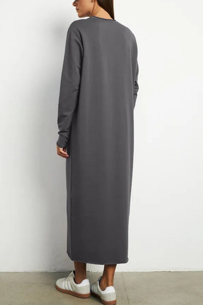 Crew Neck Long Sleeve Sweashirt Dress