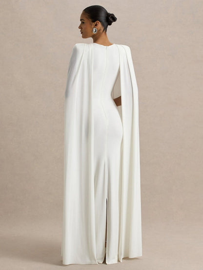Cloak Style Longline Temperament Crew Neck Grace Maxi Dresses
