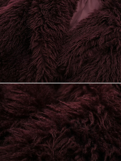 Anniyah Burgundy Faux Fur Jacket