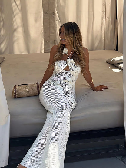 Wave Curve Halter Knit Dress