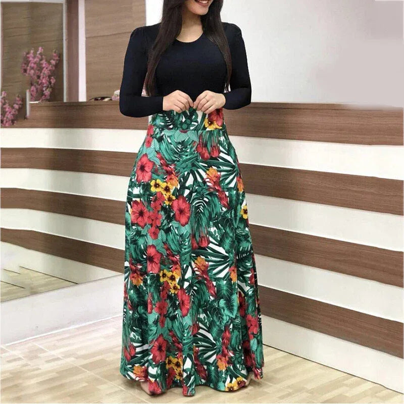 Boho Floral Long Sleeve Maxi Dress for Women