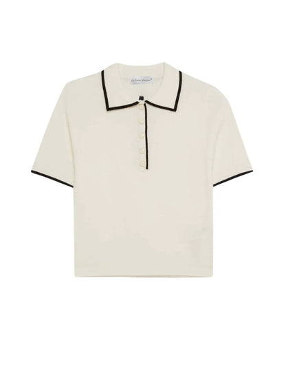 Contrast Trim Metal Button Knit Top