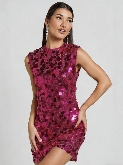 Sequins Sleeveless Slim-fit Mini&Short Dresses