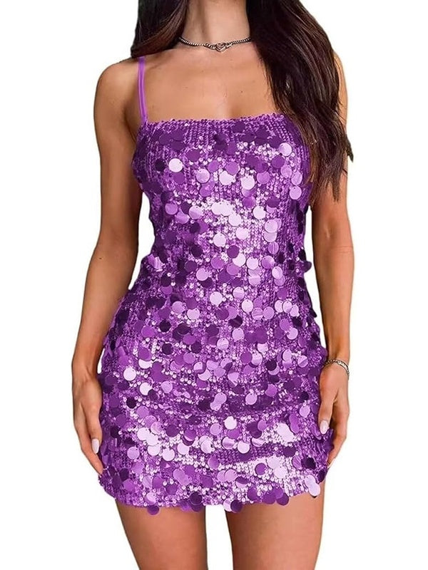 Sequined Backless Mini Dress