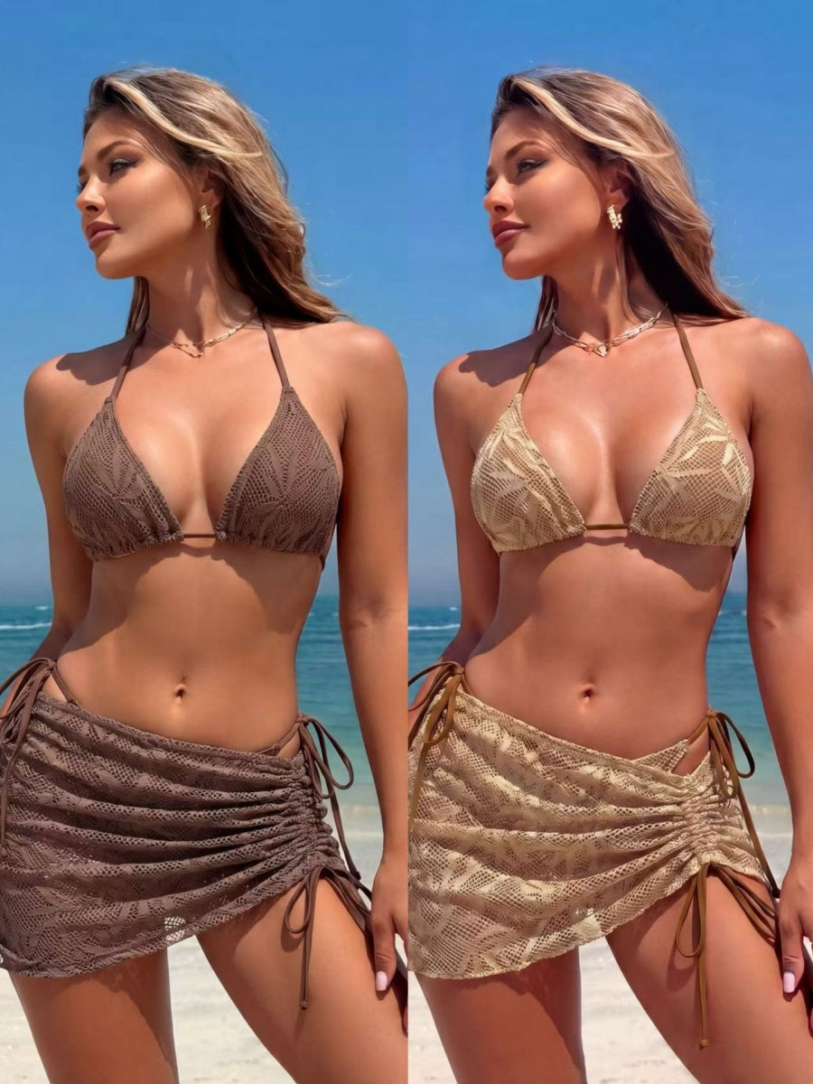 Drawstring Halter Set 3-piece Sets Bikinis
