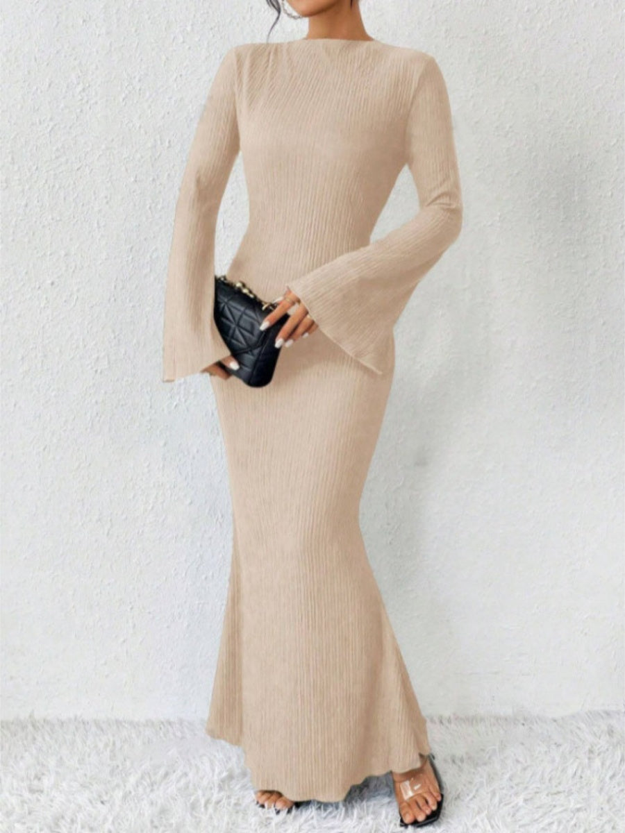 Hip-hugging Long Sleeve Slim-fit Maxi Dresses