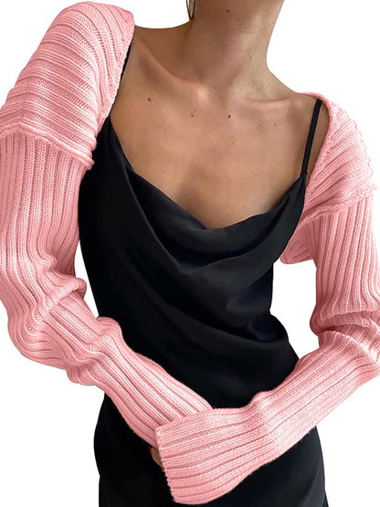 Knitted Long-Sleeve Cropped Top