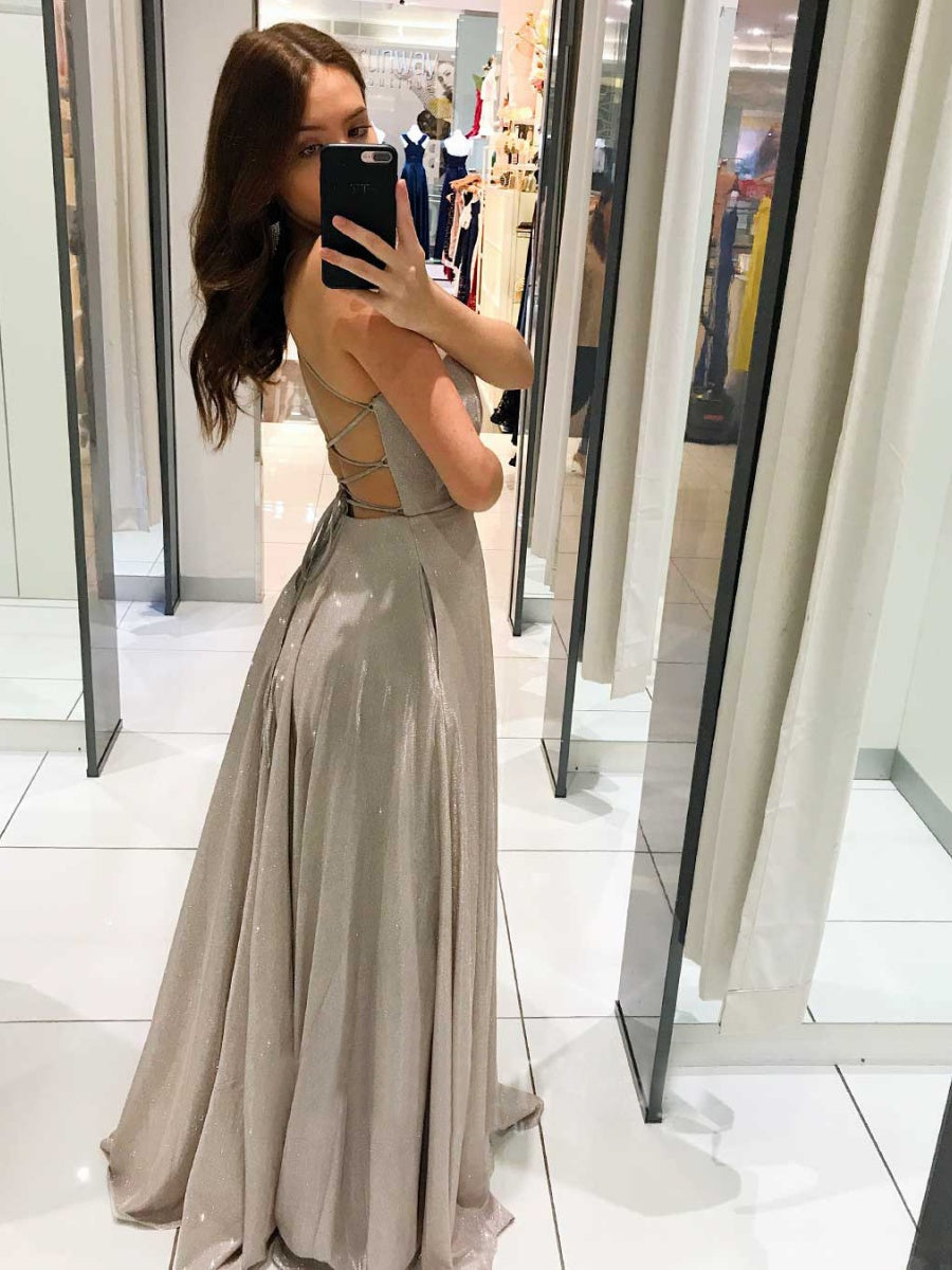 Sequins Backless Bandage Formal Dress Maxi Dresses