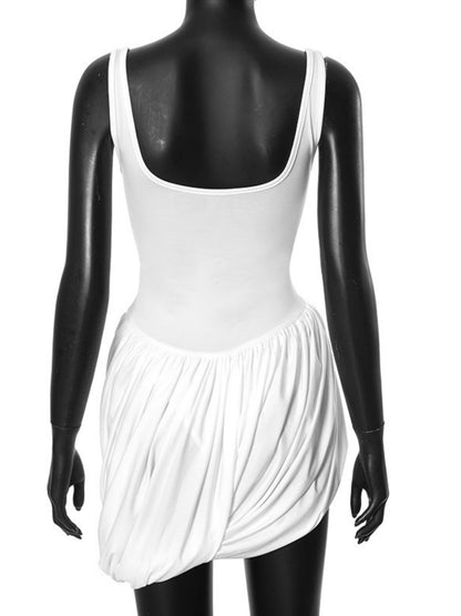 Irregular Hem High-waisted Sleeveless Mini&Short Dresses