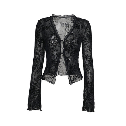 Lace Lovers Tie Up Top - Black