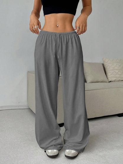 Elastic Waistband Lace Up Wide-leg Pants