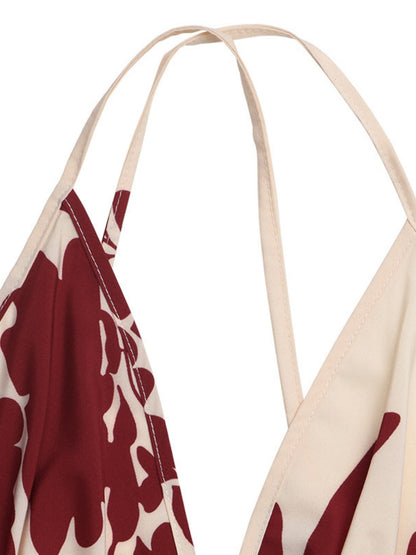 Camisoles Backless Printed Retro Vacation Maxi Dresses