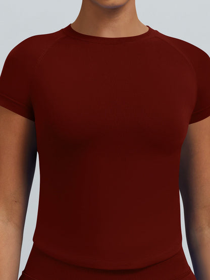 Seamless Quick-drying Moisture-wicking Exercise And Fitness Yoga Short-sleeved T-shirt