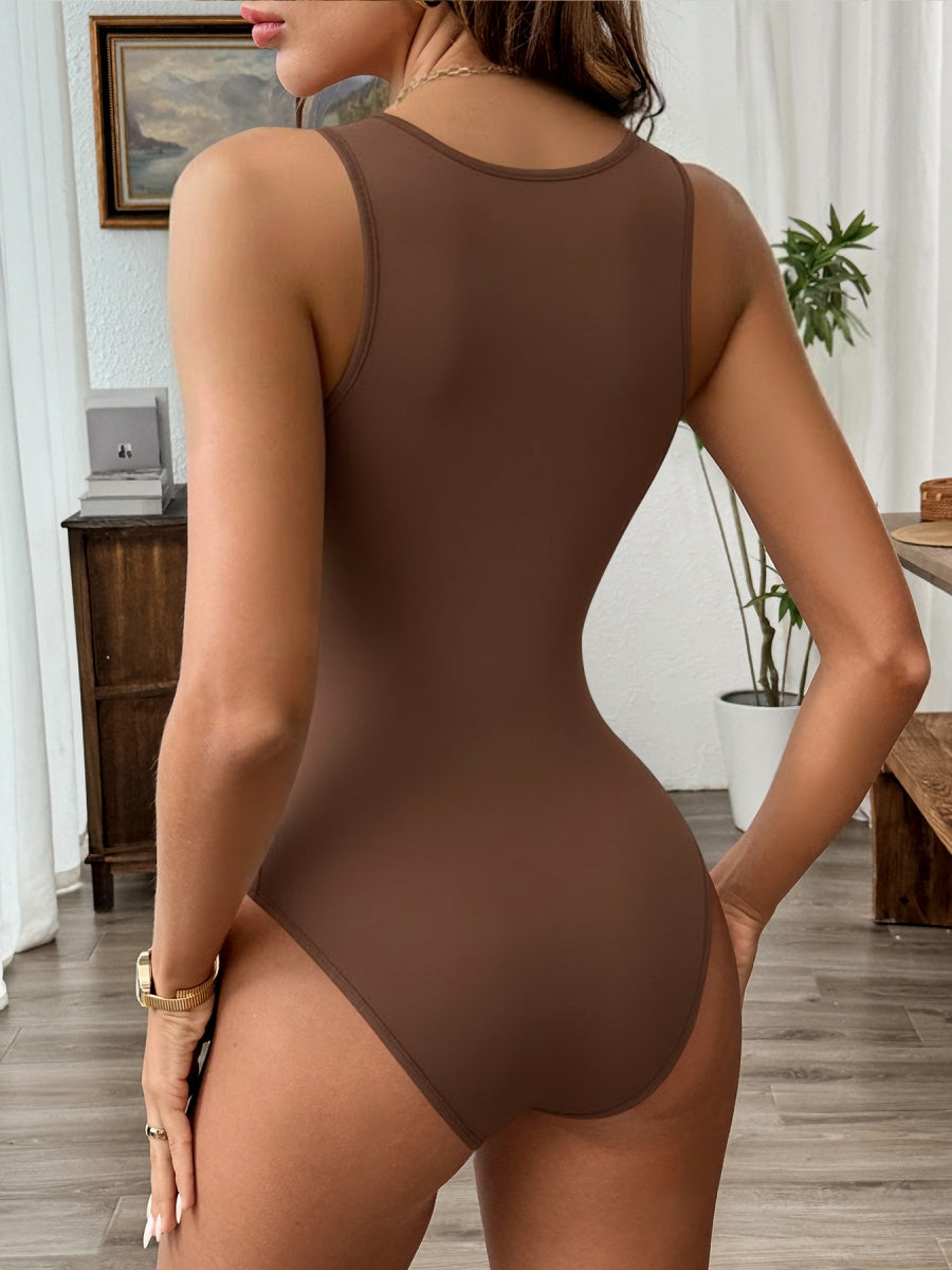 Deep V Draped Collar Halter Bodysuits