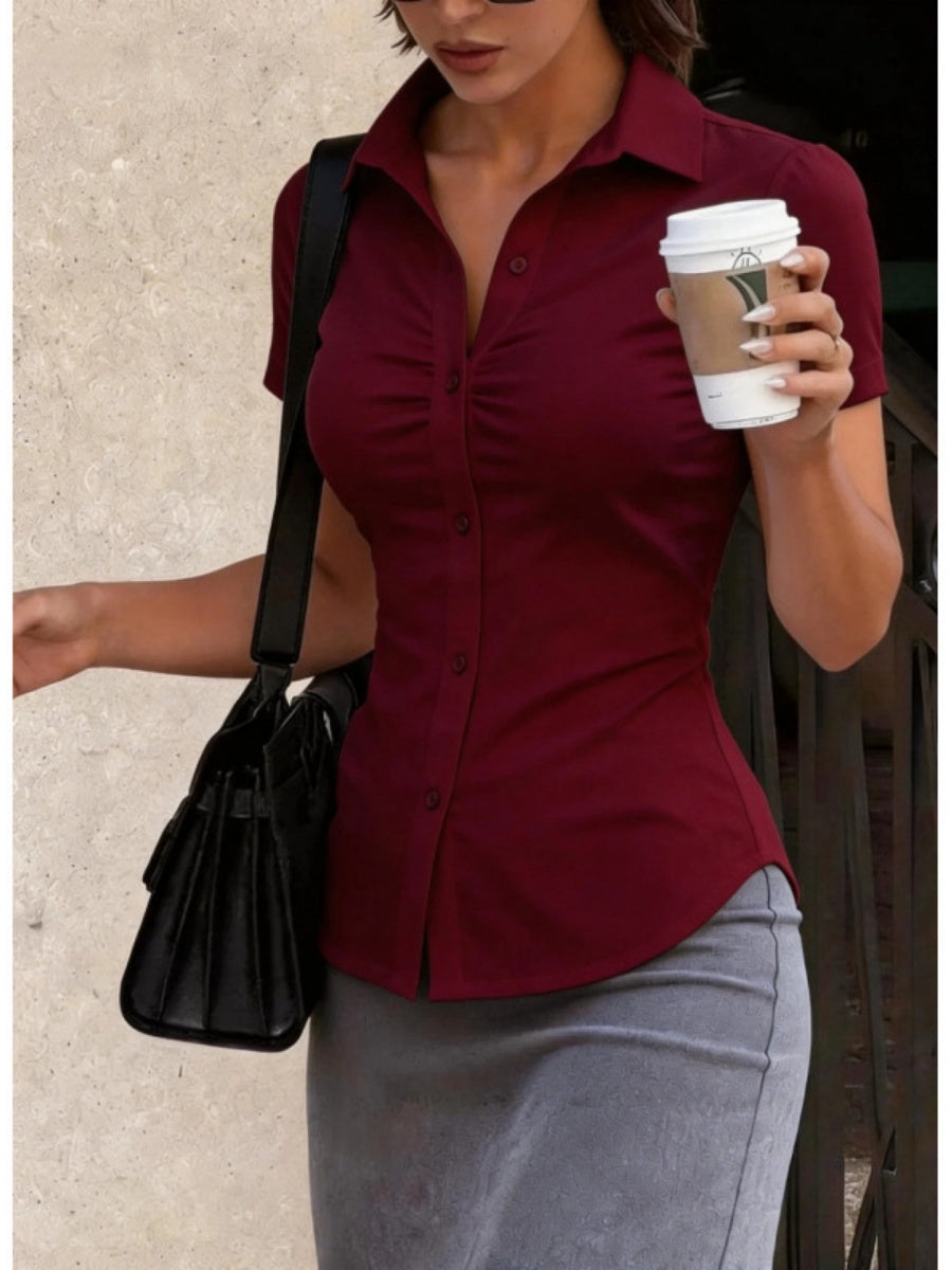 Cropped Slim-fit Profession Waist Shirts
