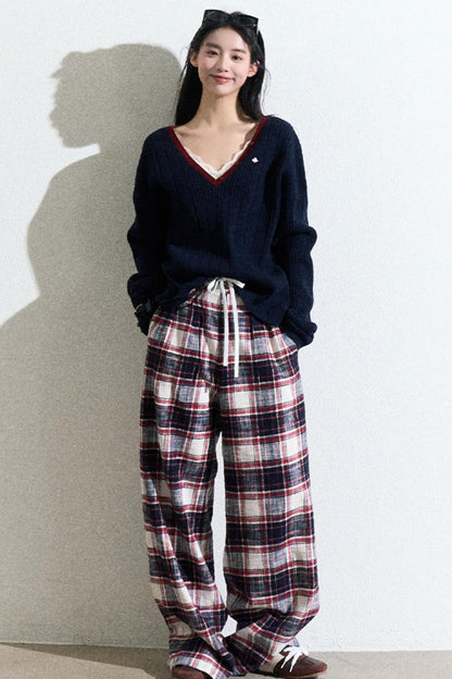 Navy V-Neck Knit Cardigan