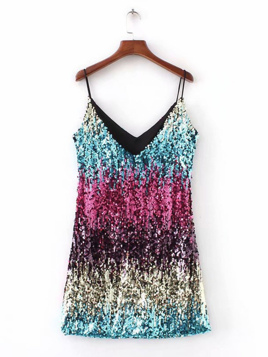 Sequins Sexy Camisoles Formal Dress Mini&Short Dresses
