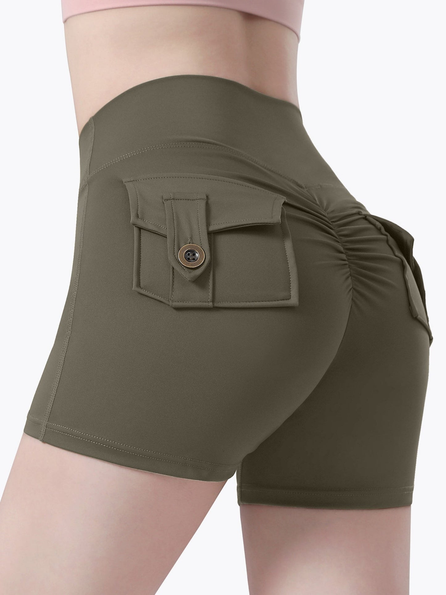 Bare-feel Pocket High-waisted, Tummy-flattening, And Butt-lifting Yoga Shorts