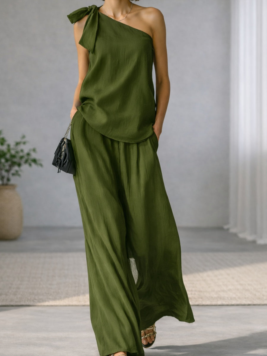Bandage Jacket Wide-leg Pants Set 2-piece Sets