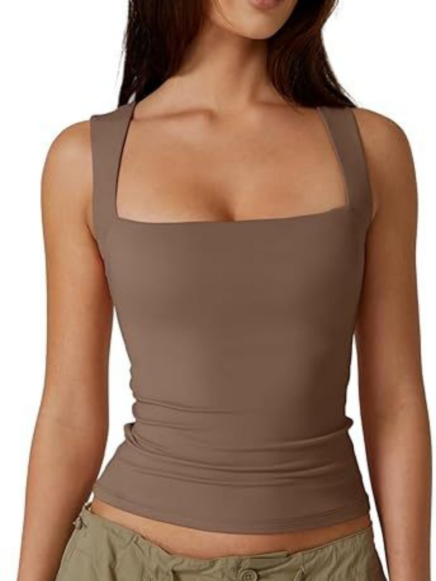 Square Collar Slim-fit Tank Top