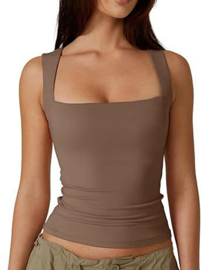 Square Collar Slim-fit Tank Top