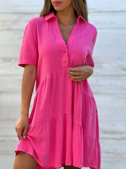 Lapel Loose, Full Skirt Mini&Short Dresses