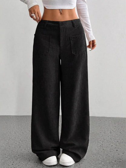 Pocket Loose Wide-leg Pants