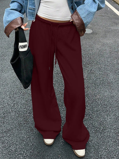 Drawstring Relaxed Exercise Mid-low Waist Sweatpants