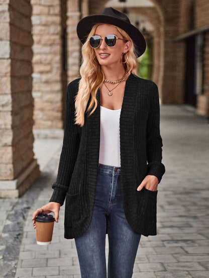 Roughed Ribs Leisure Splicing Long Sleeve Cardigans