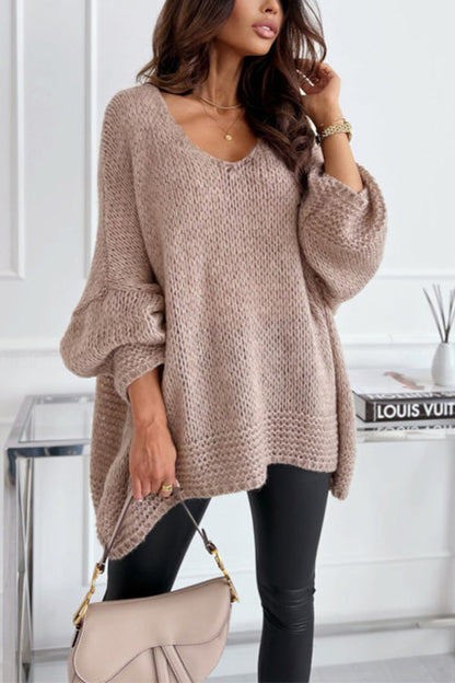 Margovil V Neck Drop Shoulder Slouchy Pullover Sweater