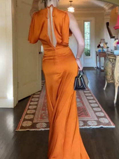 Sleeveless Ruffle Gathering Mopping Parties Maxi Dresses