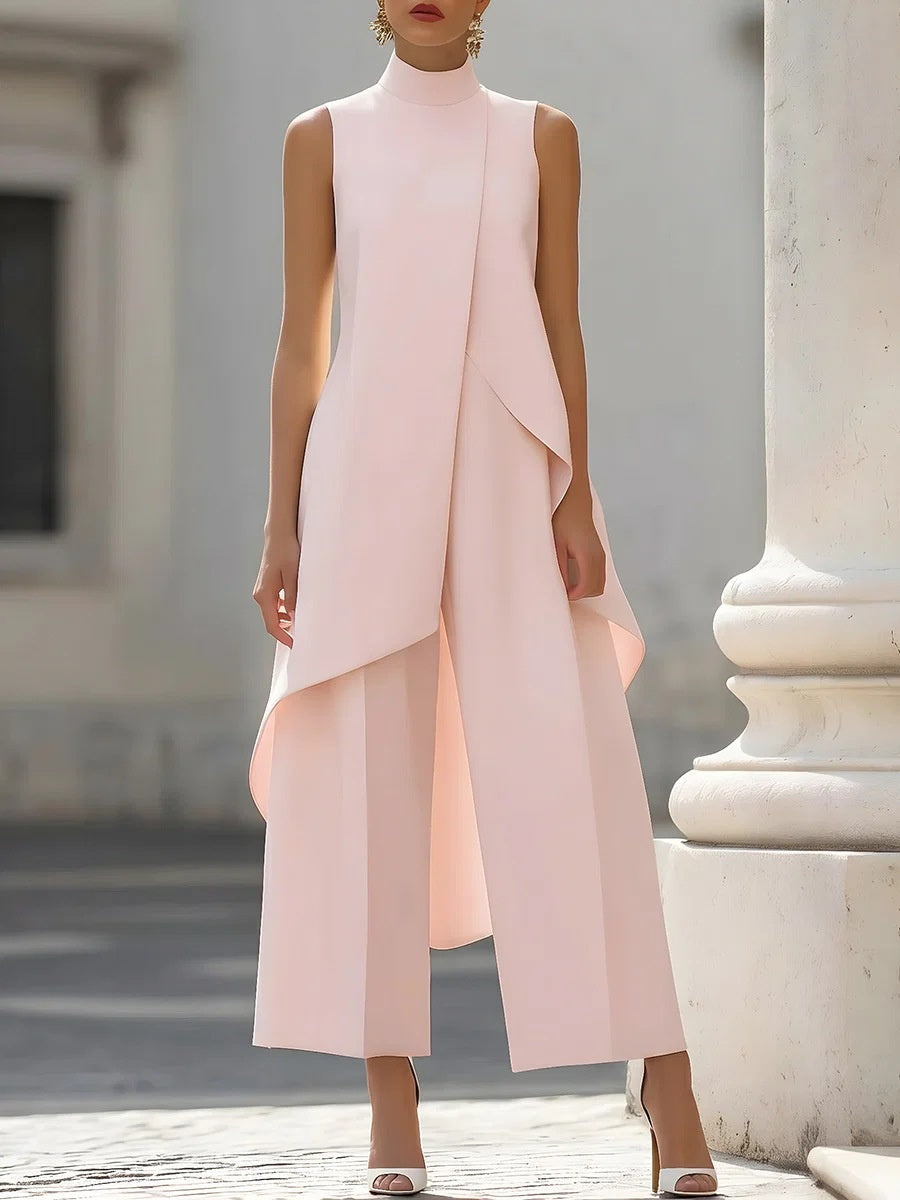 Commuting Temperament Sleeveless Top With Irregular Hem Straight-leg Trousers Set 2-piece Sets