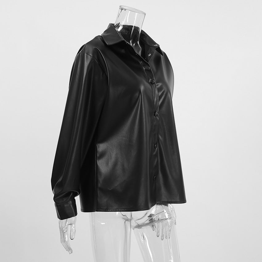 Leather Satire Shirt - Black