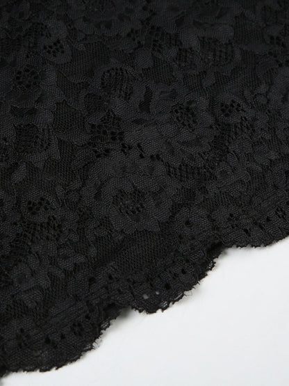 Sheer And Sexy Short Suspender Dress With Mesh Lace Trim