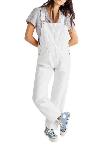 Washed Pocket Denim Overalls