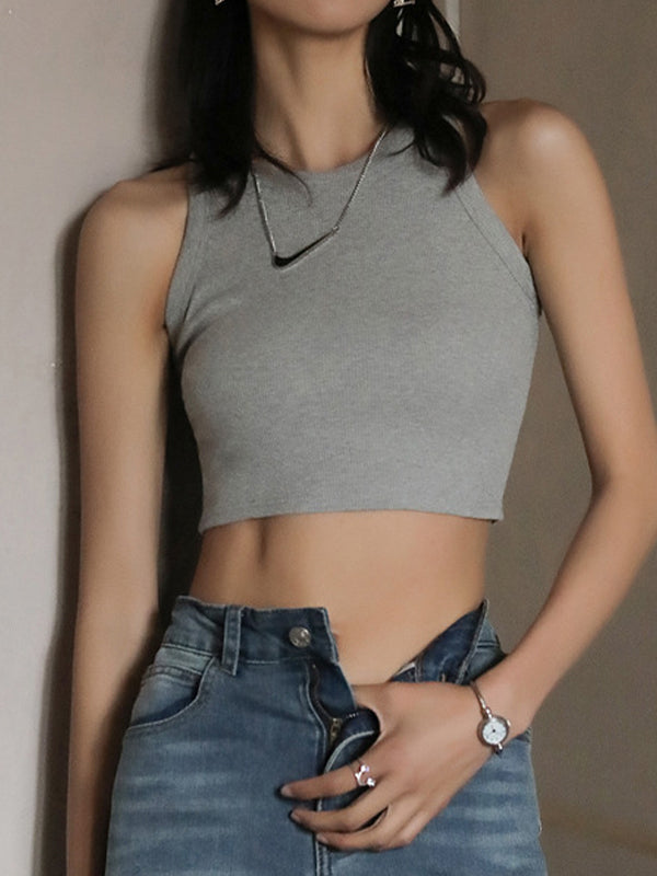Plain Crewneck Short Tank Top