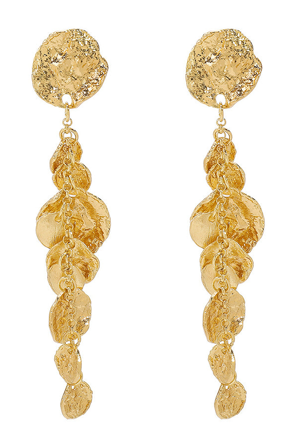 Light Luxury Metal Disc Pendant Earrings