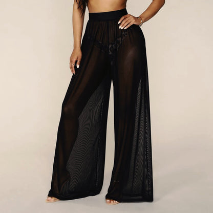 Sheer Mesh Wide Leg Beach Pant