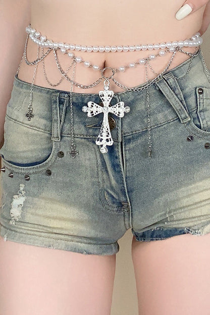 Exquisite Multi-layer Pearl Beaded Tassel Waist Necklace