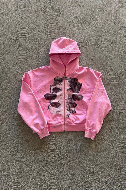 Street Style Rhinestone Print Hoodie