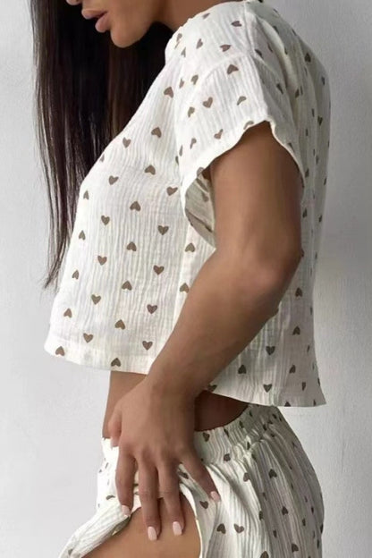 Love Print Lounge Tee Pajama Sets